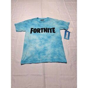 Fortnight Youth Boys Blue Tie Dye Cloud Short Sleeve T Shirt Size Large